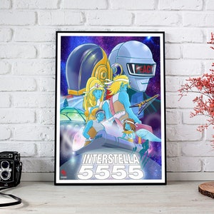 Interestella5555, Daft Punk, Techno Music, Electronic Music, Anime, Manga, A3, Art Print