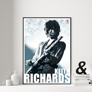Keith Richards Print Poster, 1960s 1970s Music Print rock music, blues music poster, Illustration music poster Rolling Stones