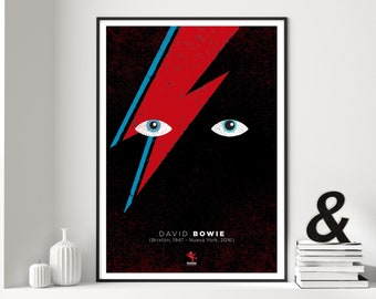 David Bowie. Music. Art. Fashion. Rock. Stars. A3, Gift for music lover , rock, glam, rock legend, Ziggy Stardust, Aladdin Sane, White Duke