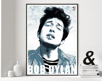 Bob Dylan Print Poster, 1960s 1970s Music Print American folk music, blues music poster, Illustration music poster