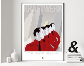 Kraftwerk, Techno Music, Electronic Music, A3, Art Print, music lovers gift