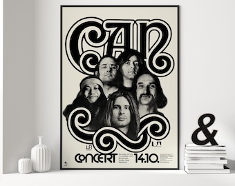 Can, Reproduction Hamburg Concert 1973. Techno Music, Electronic Music A3, Art Print, Regalo para amantes de la música