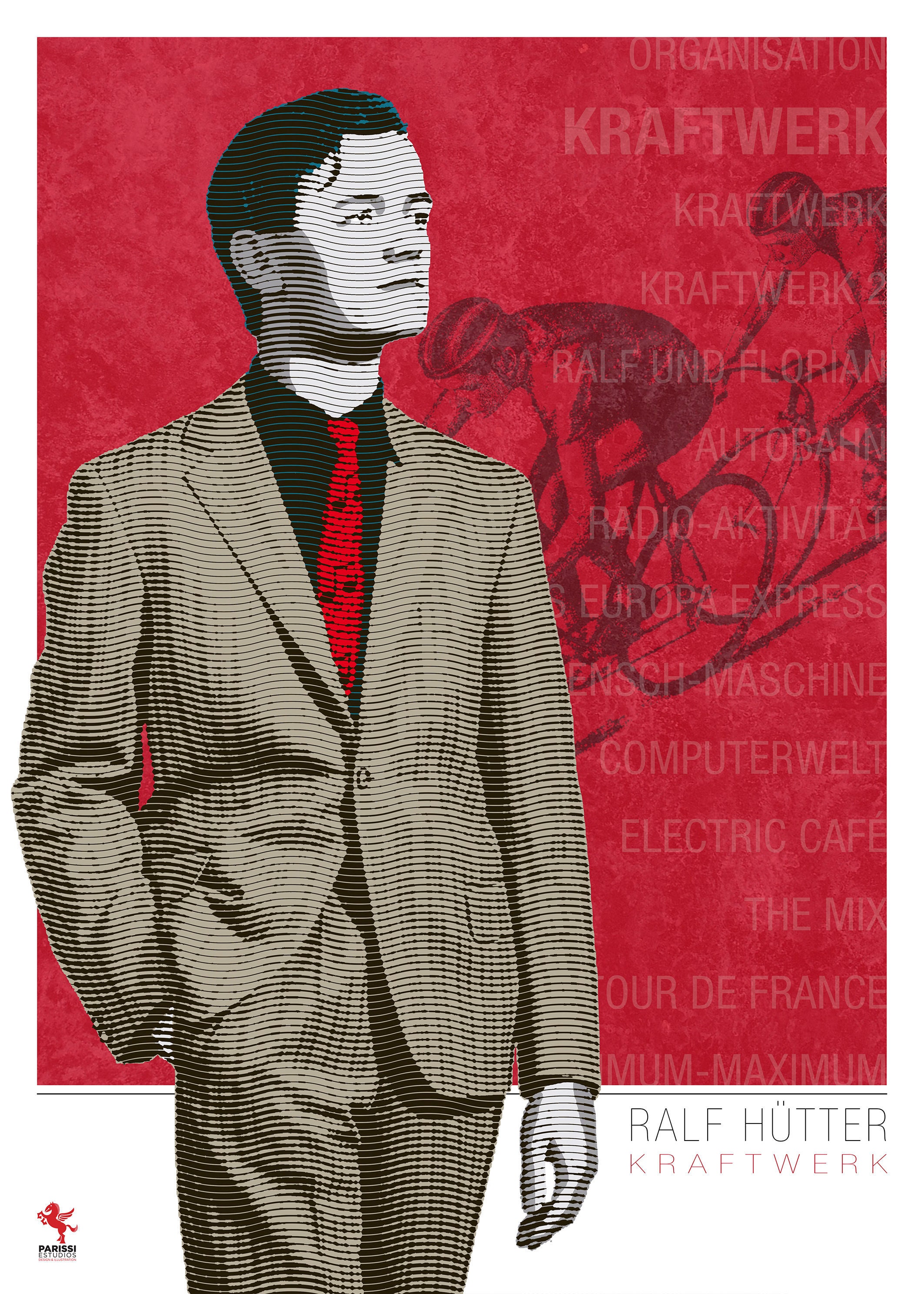 Ralf Hütter, Kraftwerk, A3, Art Print, Techno Music
