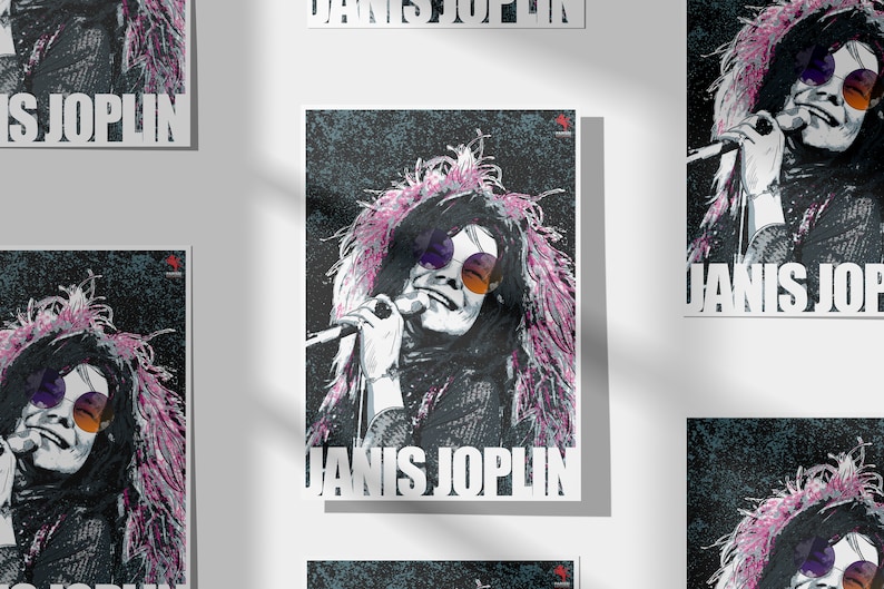 Janis Joplin Print Poster, 1960s 1970s Music Print American Rock Music ...