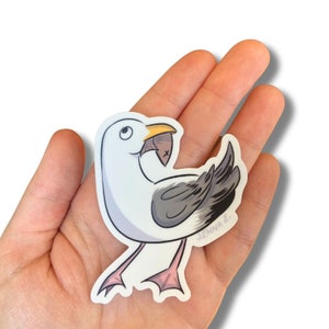 Little Seagull & Fish Vinyl Sticker - Waterproof - Matte - Laptop Sticker - Waterbottle Sticker - 2.39&quot; x 3&quot;