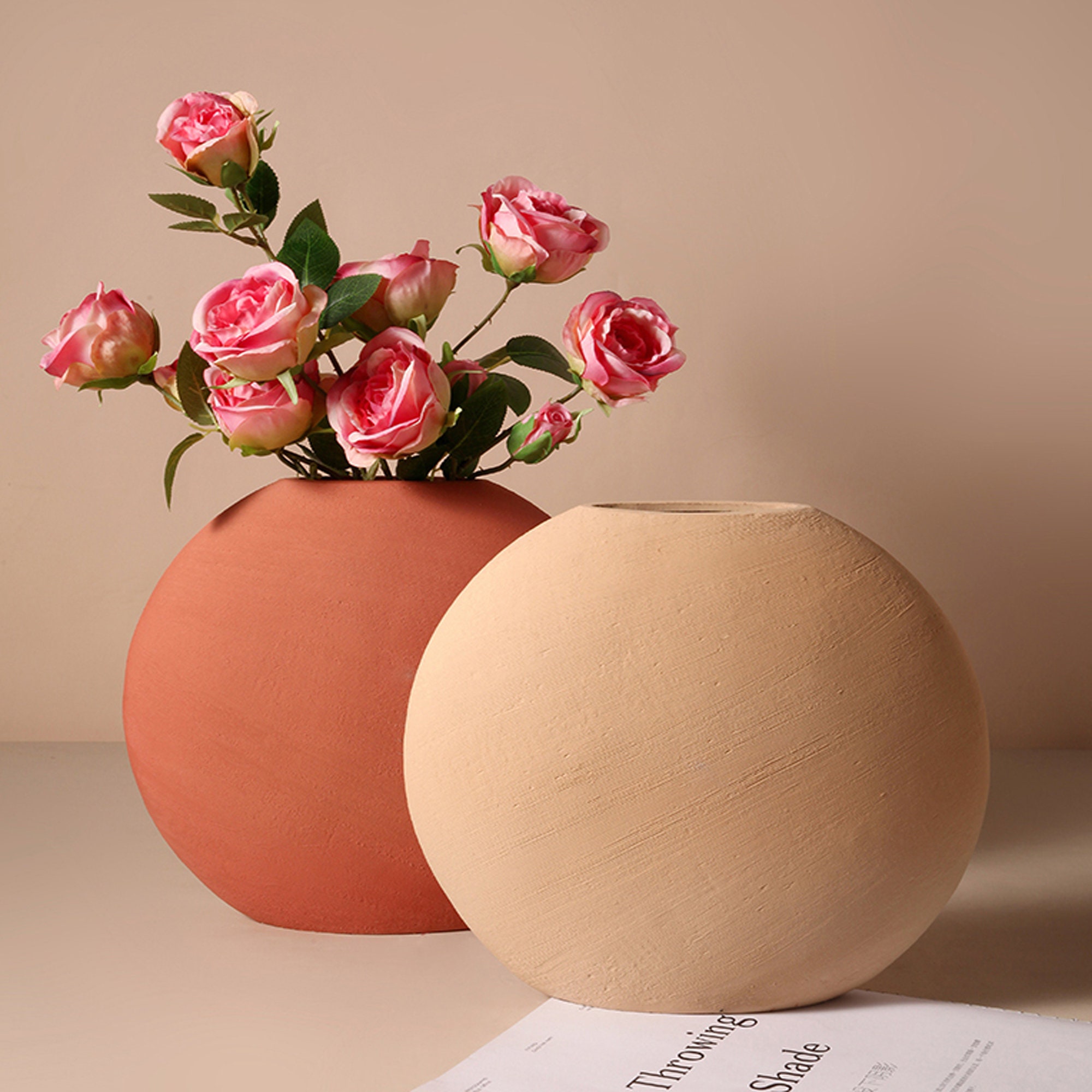 Round Ceramic VasesArt VasesPersonalized Decorative Etsy