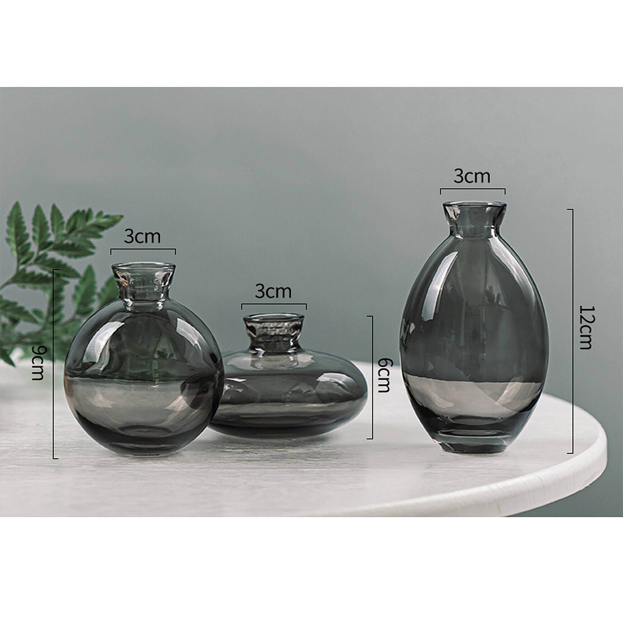 Mini Small Vase Set Transparent Glass Vase ThreePiece Vase Etsy