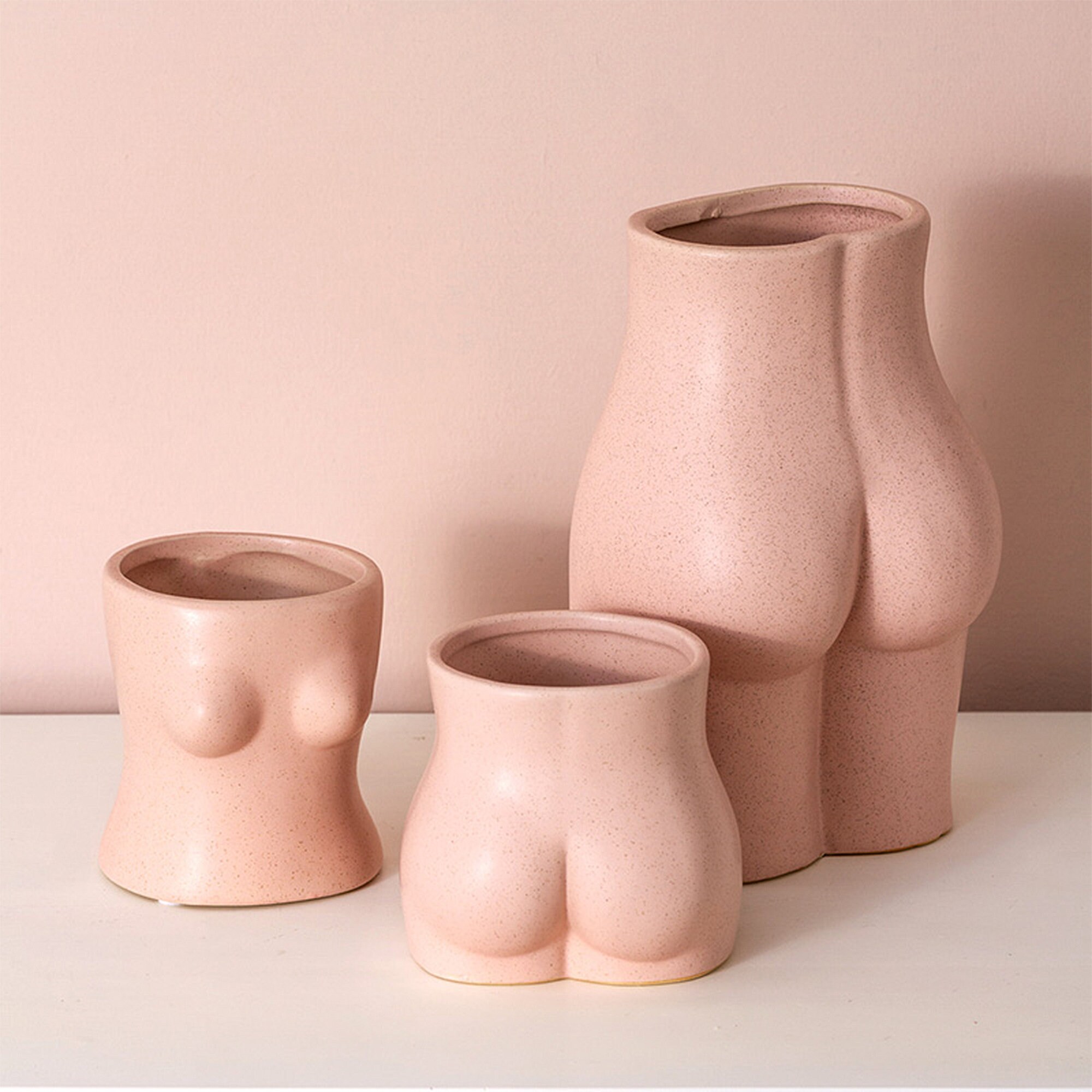 Pink Human Body Vases Ceramic Vases On Chest And Bottom Art Etsy