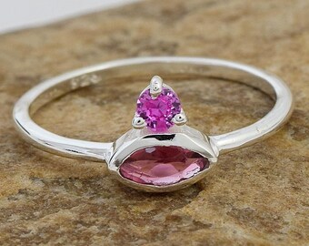 Pink Sapphire Ring, Sterling Silver Ring, Engagement Ring, Promise Ring, Sapphire Ring, September Birthstone, Gift For Her