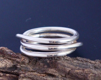 Wraparound Silver Wire ring Spiral Ring Stacking Ring Sterling Silver Ring Statement Ring Silver wide wrap Ring Multi Layer Silver Wire Ring