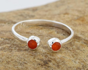 Carnelian Ring, Duo Birthstone Ring, Carnelian Jewelry, Crystal Jewelry, Adjustable Gemstone Ring, Personalized Mom Gift, Anniversary Gift