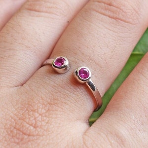 Dual Birthstone Ring, His Her Birthstone Ring, Two Birthstone Ring, Couples Gift, Personalized Gemstone Ring,Anniversary Gift,valentine gift Pink Sapphire