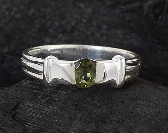Moldavite ring Genuine Czech Republic Moldavite sterling silver ring moldavite crystal ring, engagement ring, personalized gift for her,5739
