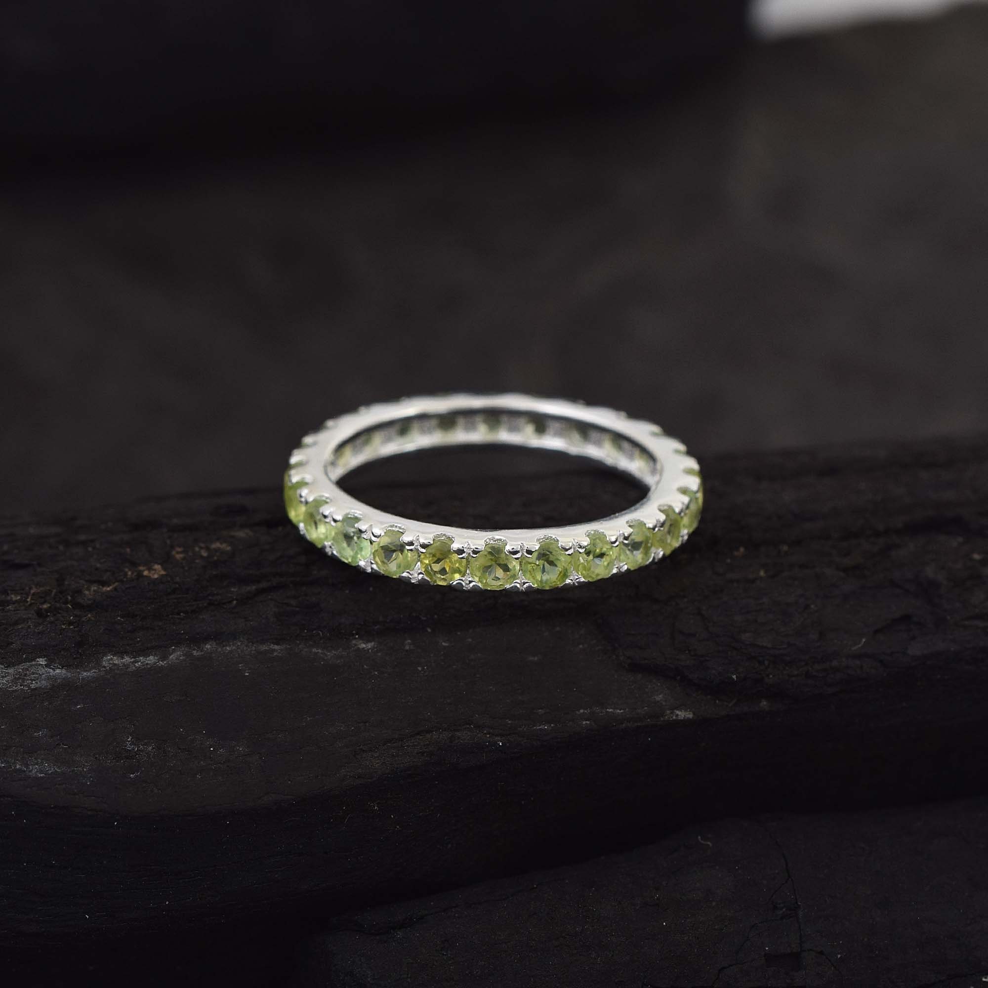 Full Eternity Stackable Stacking Ring Round Natural Peridot Etsy