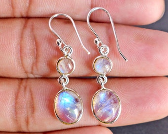Rainbow Moonstone Earrings, Moonstone Jewelry, Moonstone Drop Earrings, June Birthstone,Gold Filled,Silver Minimalist Earrings,Gifts For Her