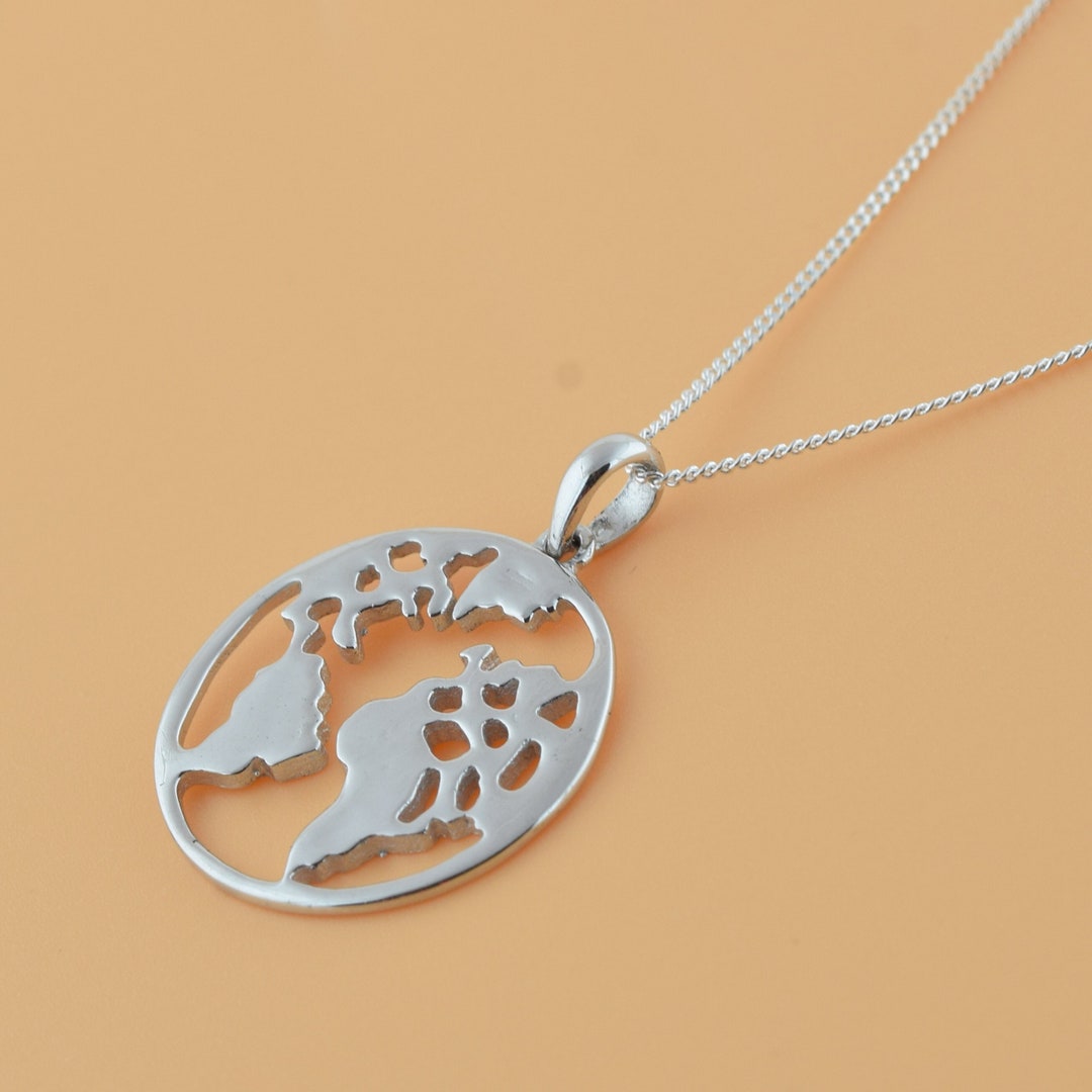 World Map Necklace Globetrotter Necklace Gold Map Necklace Etsy