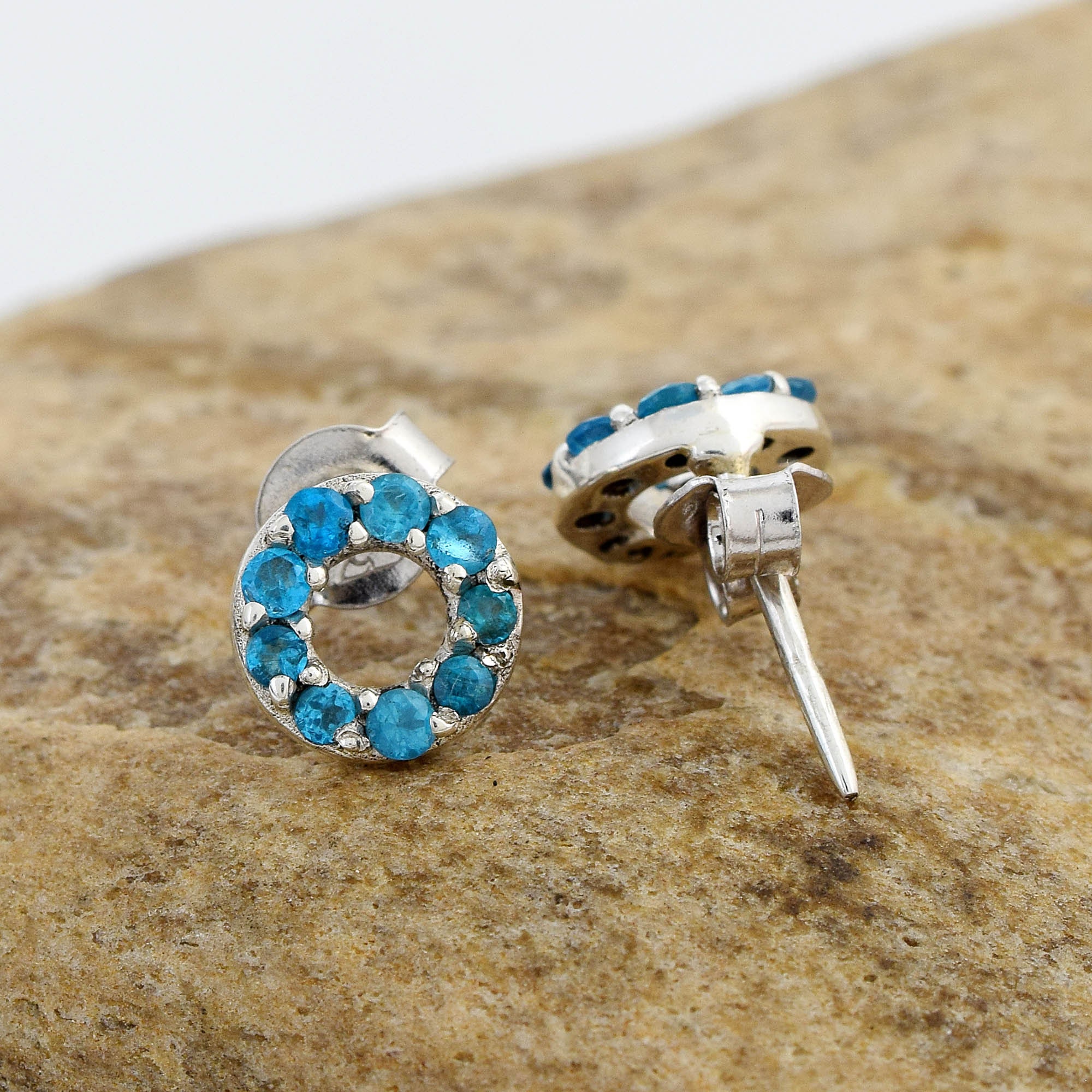 Apatite Stud Earrings in Yellow Gold or Silver Bridesmaid Etsy