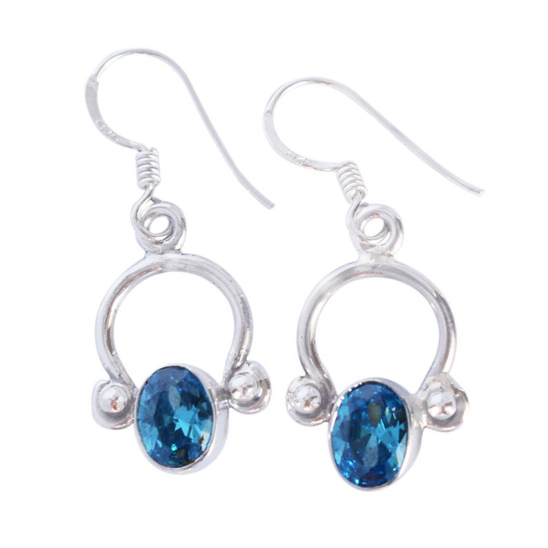 Sky Blue Color Stone Silver Earring 336 925 Sterling Silver Earrings Blue Quartz Gemstone Earrings Silver Jewelry Birthday Gift Earring