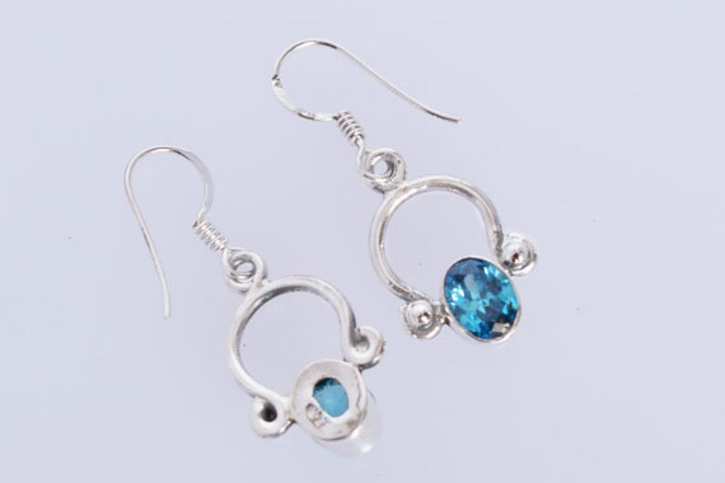 Sky Blue Color Stone Silver Earring 336 925 Sterling Silver Earrings Blue Quartz Gemstone Earrings Silver Jewelry Birthday Gift Earring