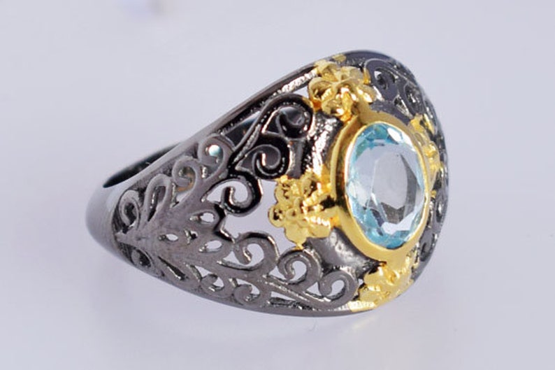 Promise Ring Natural Blue Topaz Ring December Birthstone Oval Blue Topaz Designer Band Ring Gift for her 371 925 Sterling Silver Ring