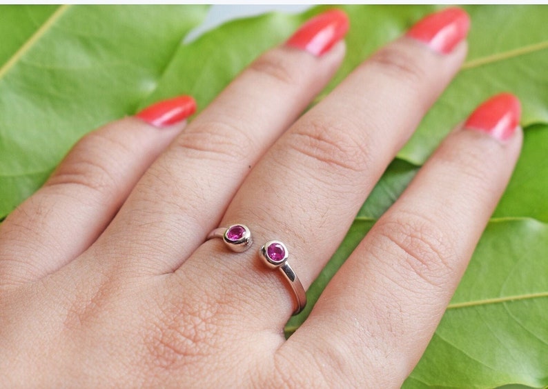 Dual Birthstone Ring, His Her Birthstone Ring, Two Birthstone Ring, Couples Gift, Personalized Gemstone Ring,Anniversary Gift,valentine gift Pink Sapphire