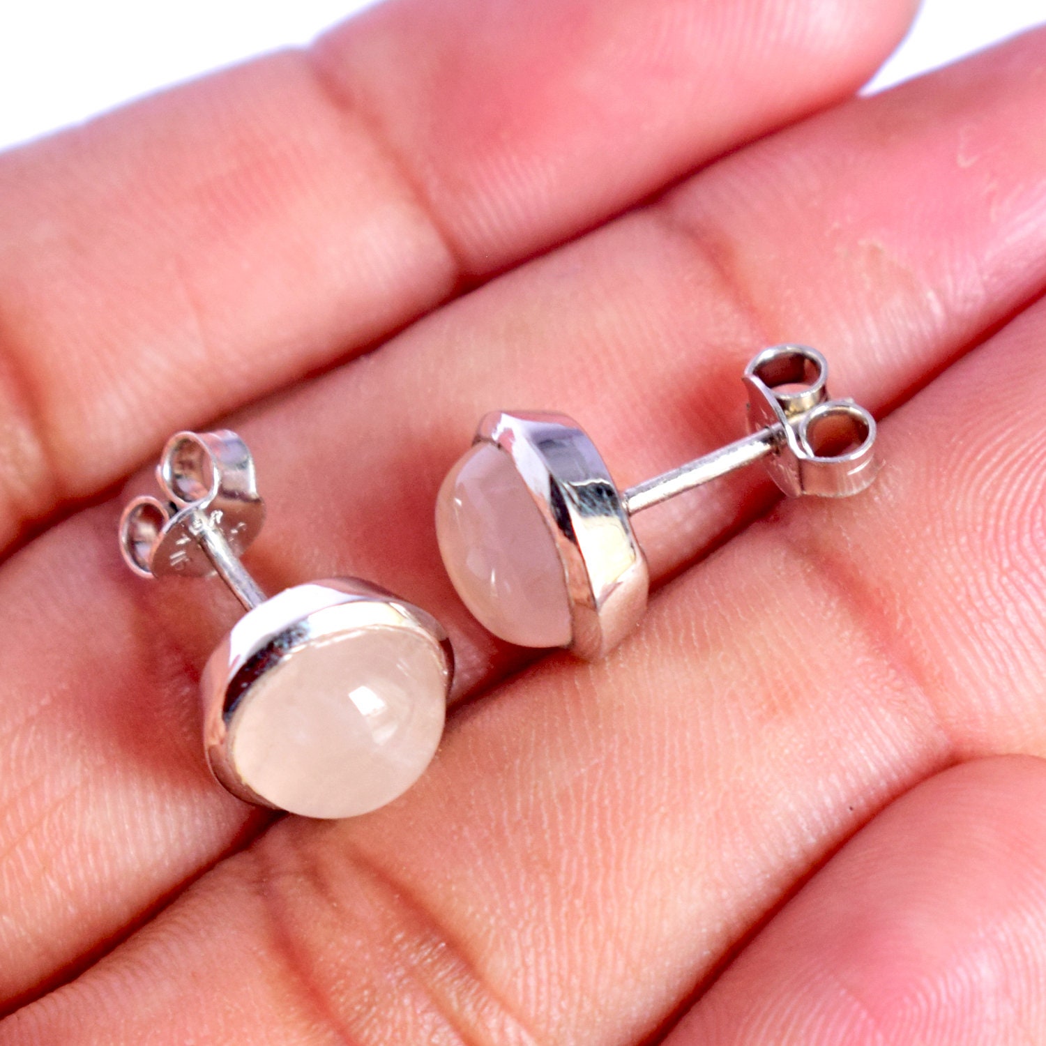 rose quartz studs rose quartz studs