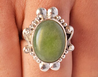 Natural Green Jasper Ring, Green Stone Ring, Boho Ring, Engagement Ring, Designer Ring, Men Women Ring, Bezel Ring,Green Jasper Jewelry, 377