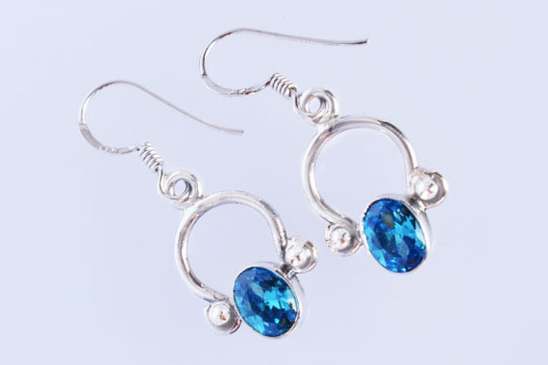 Sky Blue Color Stone Silver Earring 336 925 Sterling Silver Earrings Blue Quartz Gemstone Earrings Silver Jewelry Birthday Gift Earring