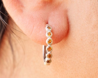 Natural Gemstone 925 Sterling Silver Hoop Earrings, Birthstone Hoop Earrings, Gemstone Earrings, Women Gift Jewelry, Every Day Earrings, 28