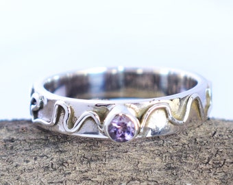 Dainty Amethyst Engagement Rings for Women, 925 Silver Ring, February Birthstone Ring, Purple Crystal Ring, Wedding Ring, Minimalist Rings