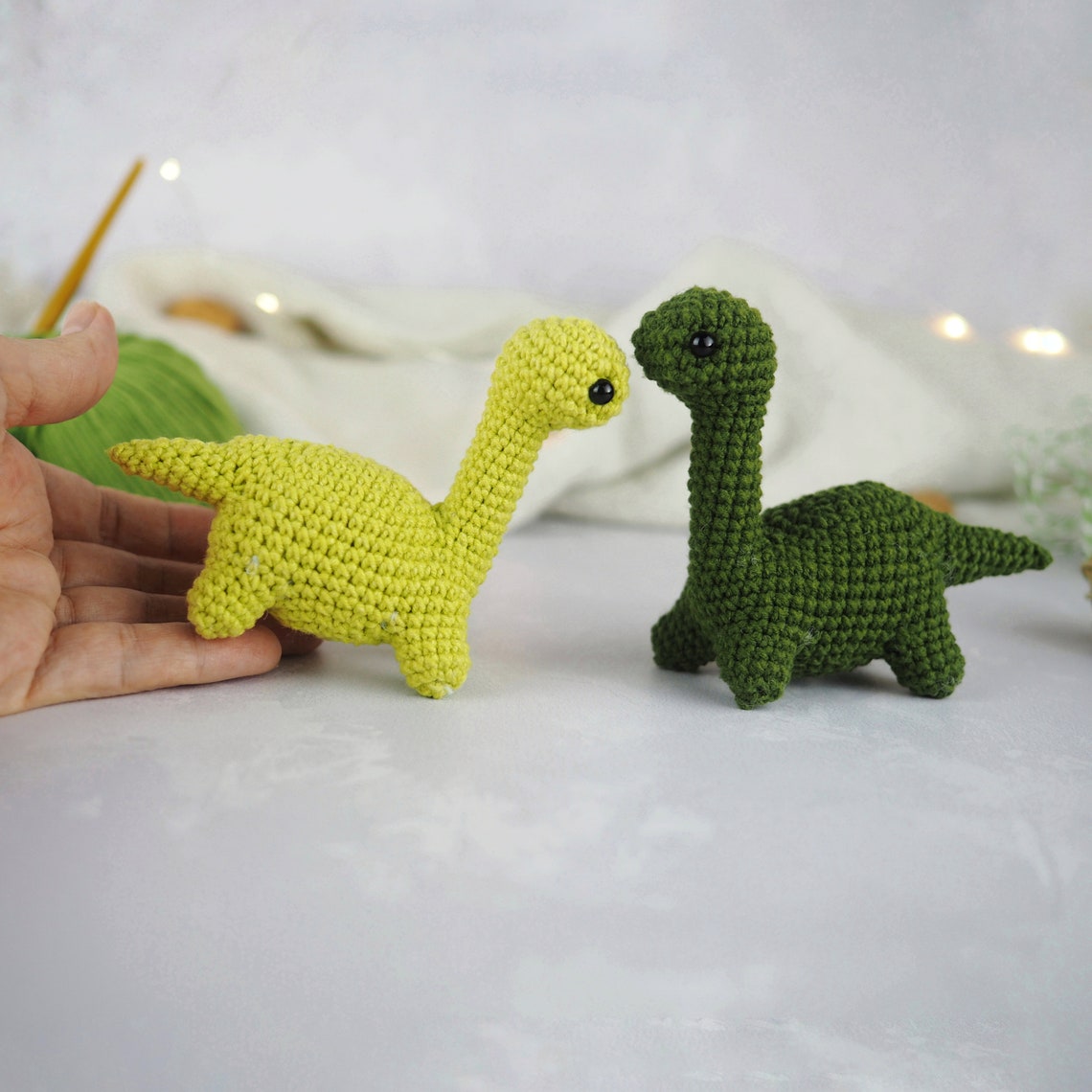 Dinosaur stuffed toy. Green brontosaurus crochet toy. Mini | Etsy