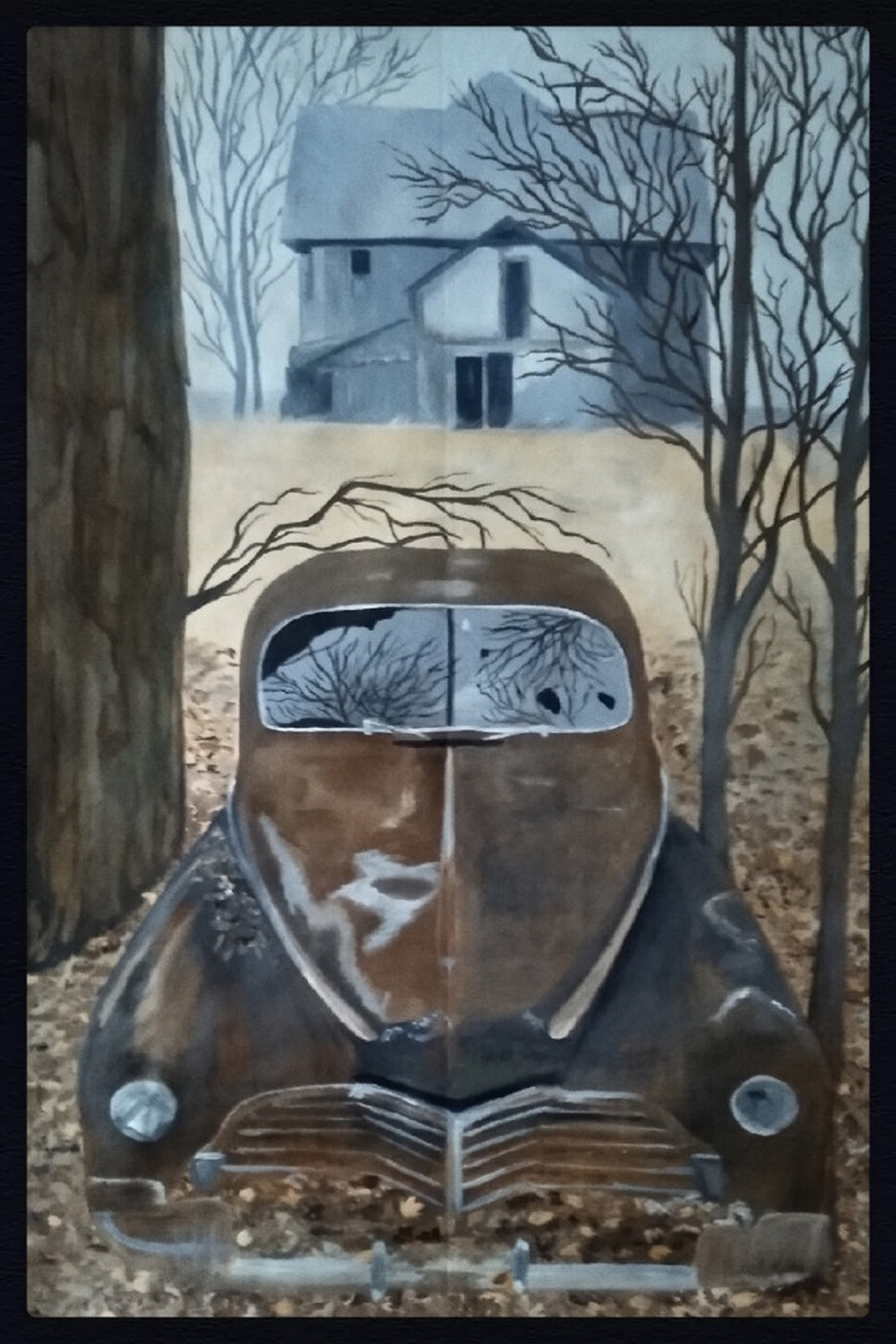 Original Oil Painting Old Abandoned Car Painting Wall Art | Etsy