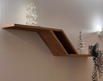 Wall shelf 140 cm solid oak hanging shelf shelf wooden shelf design shelf