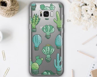 Floral Samsung Galaxy S21 Plus Clear Case Samsung S22 Ultra Protective Case Cactus Samsung Note 20 Ultra Case Samsung S21 FE 5G Case WA1048