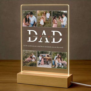 Luz noturna com foto personalizada, presentes para o dia dos pais, presentes personalizados, luz noturna para quarto, presente para o pai, o melhor pai de todos os tempos, luz com nome personalizada