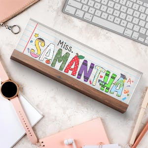 Placa de agradecimiento para profesores, letrero personalizado para escritorio, regalo acrílico personalizado para profesores, decoración del aula, idea de regalo para la vuelta al cole