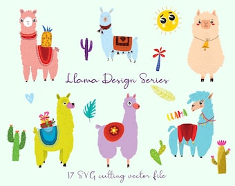 Llama  Svg Alpaca Digital Files Svg Llama face SVG Girls llama Shirt Llama Clip Art Decal zip cut File jpg png dxf JPG AI SC0023