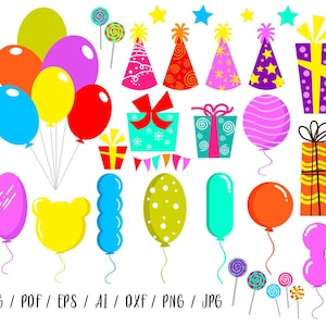 Happy Birthday Svg Party Balloons  Digital Files Svg Colorful Balloons SVG Children Birthday Party zip cut File jpg png dxf JPG AI SC0012