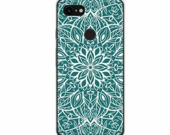 Green Mandala Silicone Cover Pixel 6A Case Pixel 6 Case Pixel 5 5G Case For Google Pixel 5 Case Google Pixel 4A Ornament Clear Case YD0037