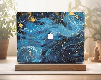Galaxy MacBook Case Blue Swirl Hard Shell Cover for M1 M2 M3 Air A3113 A2941 A3240 Mac Pro 14 16 A2779 M4 2024 Celestial Laptop Skin