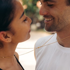 Couple Necklace Set Of 2, Couple Gift, Matching Necklaces, Handcrafted His and Hers Jewelry, Magnetic Couples Necklace, Chain Necklace