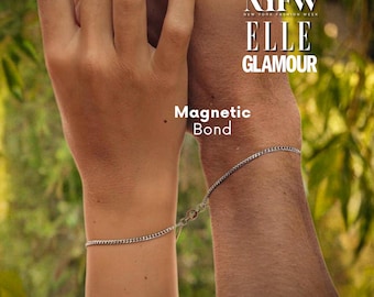 Conjunto de 2 pulseiras magnéticas para casais - Pulseiras combinando para casais, pulseiras para ele e para ela, presente de aniversário para casais
