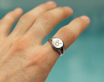 Bague taureau - Bague signature personnalisée avec votre signe du zodiaque - Meilleurs cadeaux bijoux horoscope pour homme