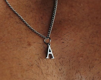 Collar de cadena inicial para hombres, collar de letras para hombres, joyería personalizada, collar de letras personalizado, regalo personalizado para él, collar de chicos