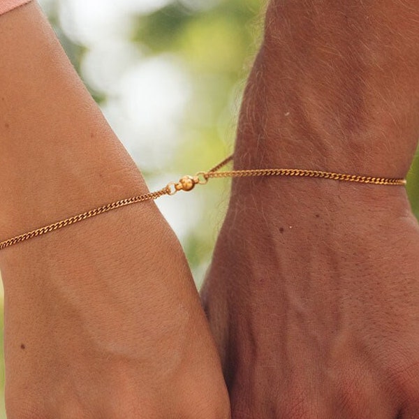 Ensemble de bracelets pour couple, Ensemble de 2 bracelets assortis, Bijoux pour couple, Bracelets magnétiques pour couple, Bracelet chaîne, Cadeaux d'anniversaire pour couple