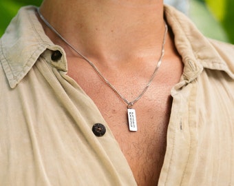 Engraved Necklace For Men, Couples Gift, Custom Coordinates Jewelry, Couples Necklace, Matching Initial Necklace,Unique Graduation Gifts Men