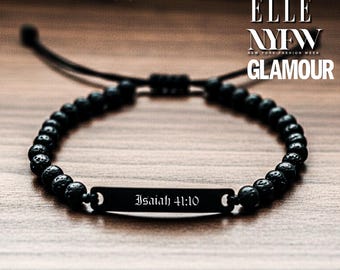 Bracelet personnalisé pour homme lave - bracelet verset de la Bible pour homme bracelet écriture pour homme - bracelet personnalisé pour homme, cadeaux bijoux pour homme personnalisés gravés