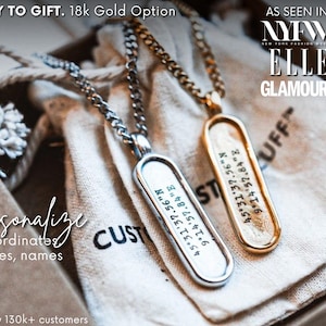 Couples Necklace Set Of 2, Personalized Anniversary Gift, Engraved Matching Couples Jewelry, His and Hers Gift for Couple, Military Collier