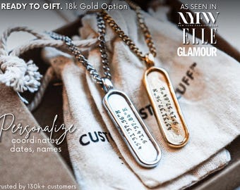 Couples Necklace Set Of 2, Personalized Anniversary Gift, Engraved Matching Couples Jewelry, His and Hers Gift for Couple, Military Collier