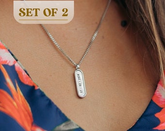Custom Bar Necklace Set, Bridesmaid Gifts, Matching Engraved